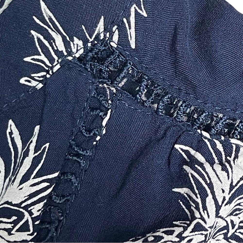 Loft Pineapple Pattern Pullover Top Navy Blue Whi… - image 3